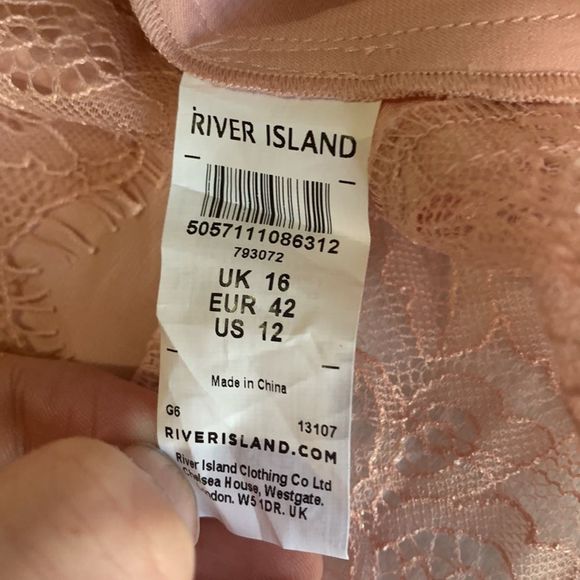 Lace cami lingerie inspired top crop with lace River island cream peach blush 12 - Picture 9 of 11